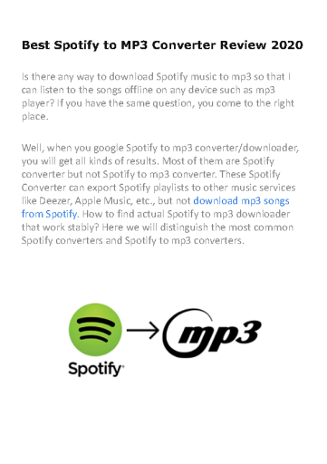 Best Spotify to MP3 Converter Review 2020