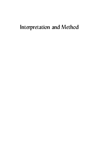 Interpretation and Method Empirical Research Methods and the Interpretive Turn