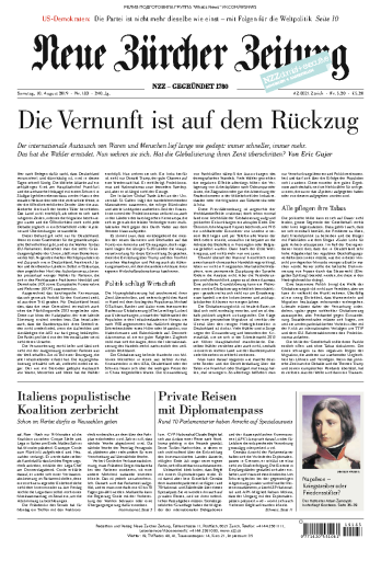 Neue Zürcher Zeitung - 10.08.2019