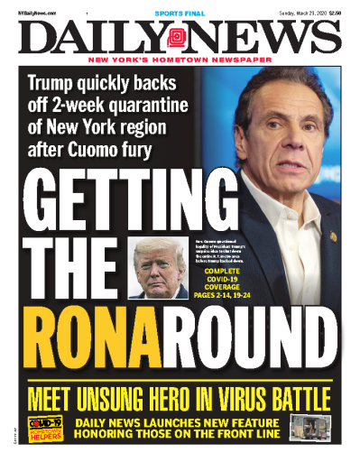 Daily News New York City. March 29, 2020