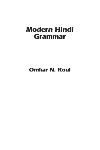 Modern Hindi Grammar - Indian Institute of Language Studies (IILS)