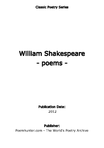 William+Shakespeare+Poems