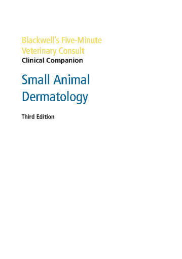 Small Animal Dermatology, 3rd edition