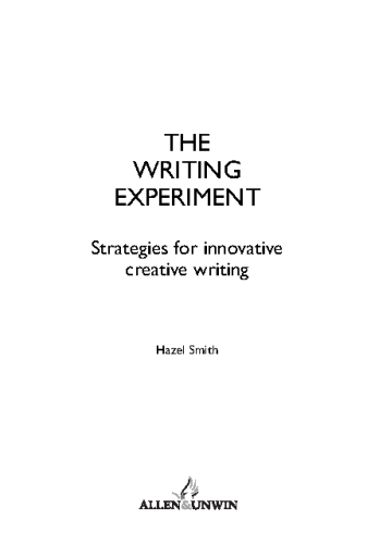 The+Writing+Experiment+by+Hazel+Smith