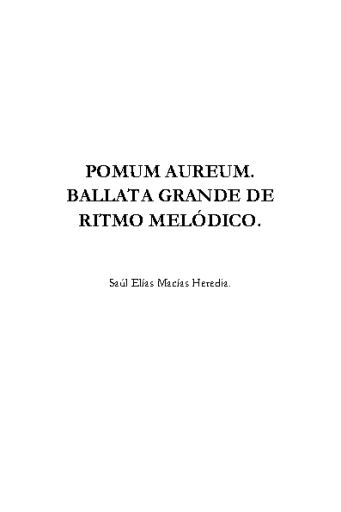Pomum Aureum (Ballata Grande de ritmo Melodico)