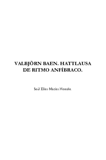 Valbjorn Baen (Hattlausa de ritmo Anfibraco)
