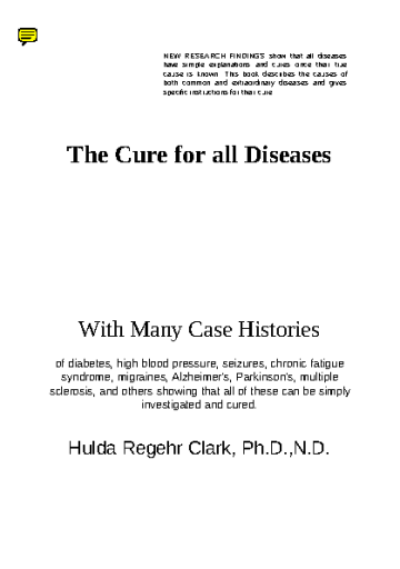 Hulda R. Clark - The Cure For All Diseases (1995)
