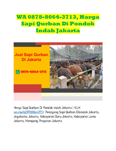 WA 0878-8064-3713, Harga Sapi Qurban Di Pondok Indah Jakarta