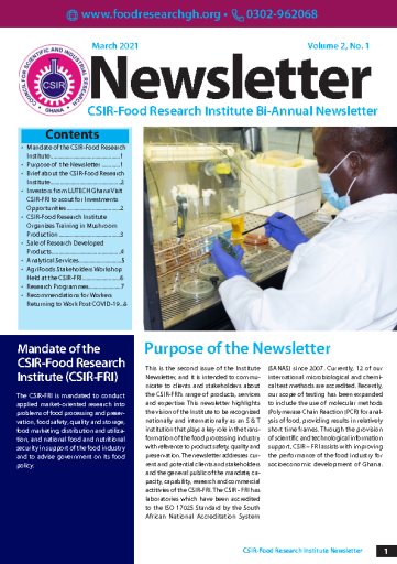 CSIR-Food Research Institute (CSIR-FRI) Newsletter Second Edition