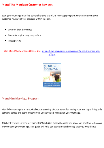 Mend The Marriage Customer Reviews