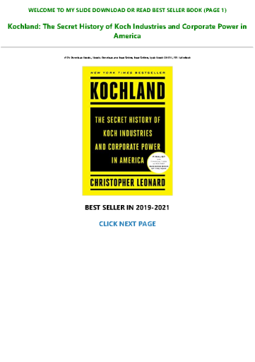 !P.D.F D.o.w.n.l.o.a.d Kochland: The Secret History of Koch Industries and Corporate Power in America Full Pages