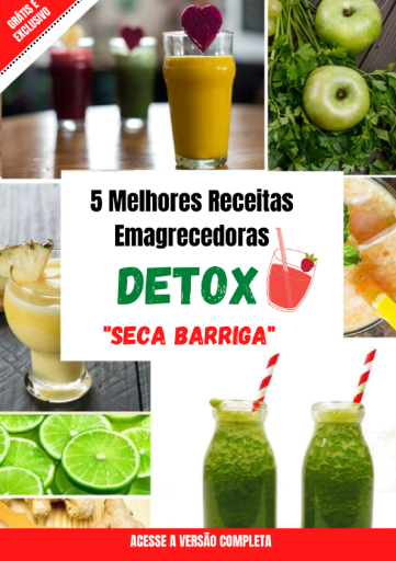 E-book Grátis 5 Melhores Receitas Detox Emagrecedoras Seca Barriga em PDF Download